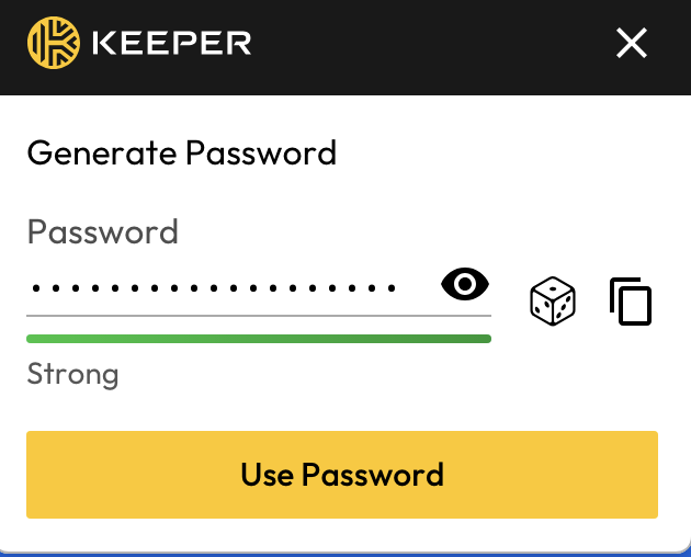 keeper password generating