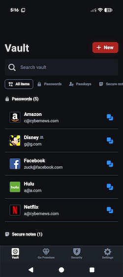 lastpass mobile interface 250