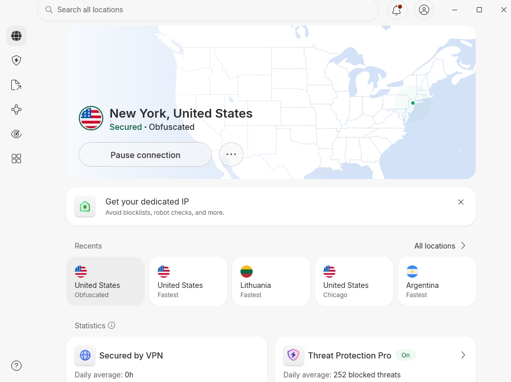 NordVPN connected to obfuscated server