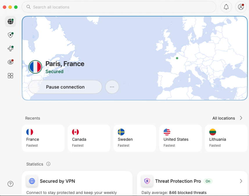 nordvpn connected to paris