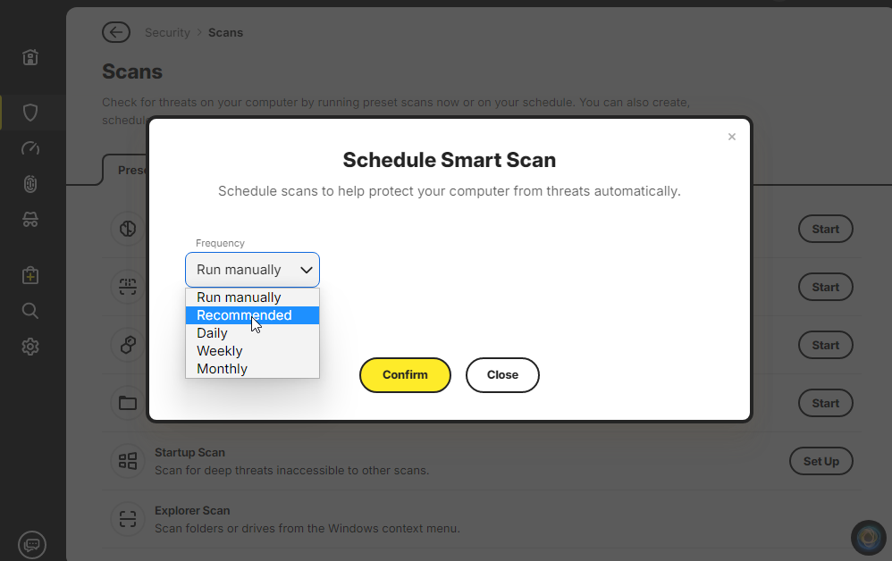 Norton automatic scan