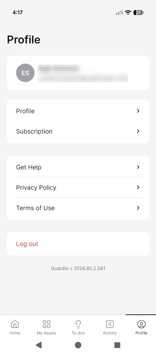 Profile settings interface