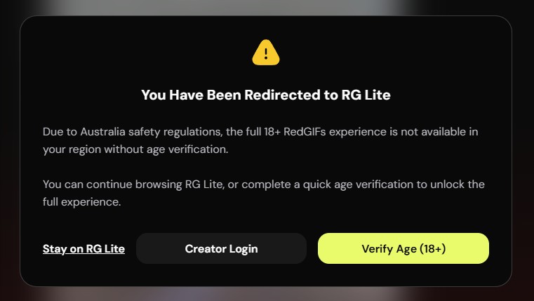 redgifs age verification pop up in australia