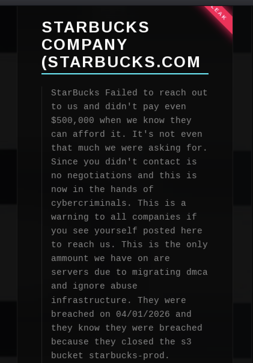 starbucks dark web post