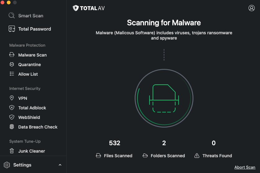 totalav test screenshot