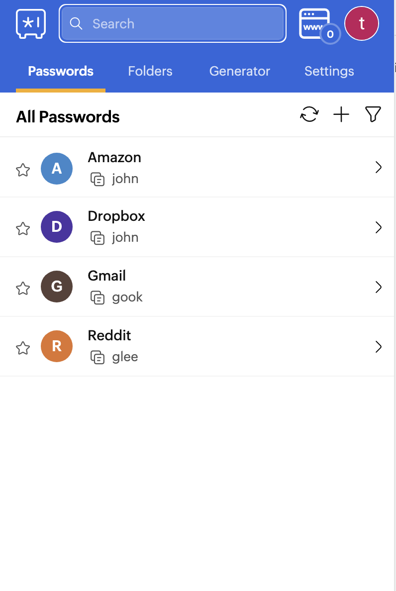 Zoho Vault browser extension