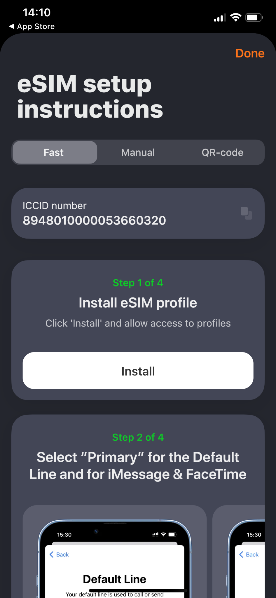 Yesim eSIM setup instructions