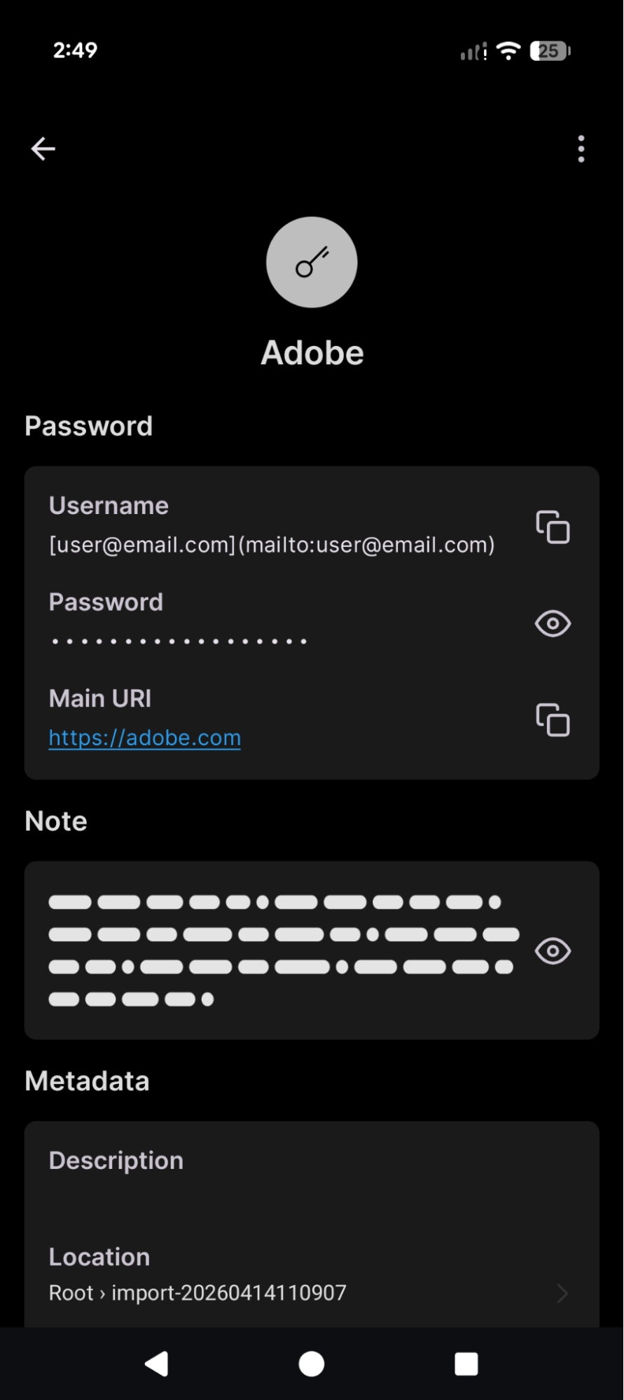 adobe password