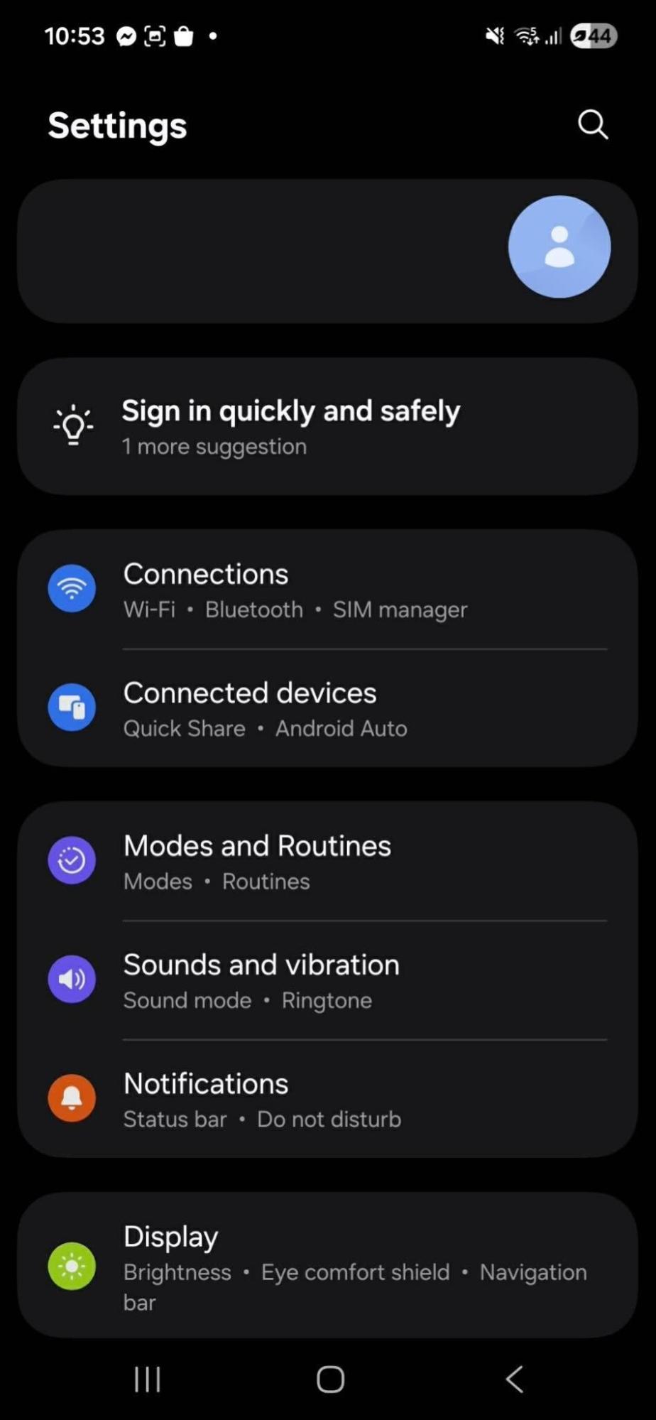 Android Connections menu