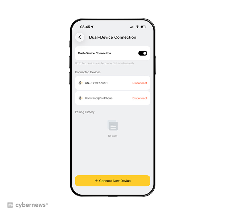 Baseus earbuds dual connection settings