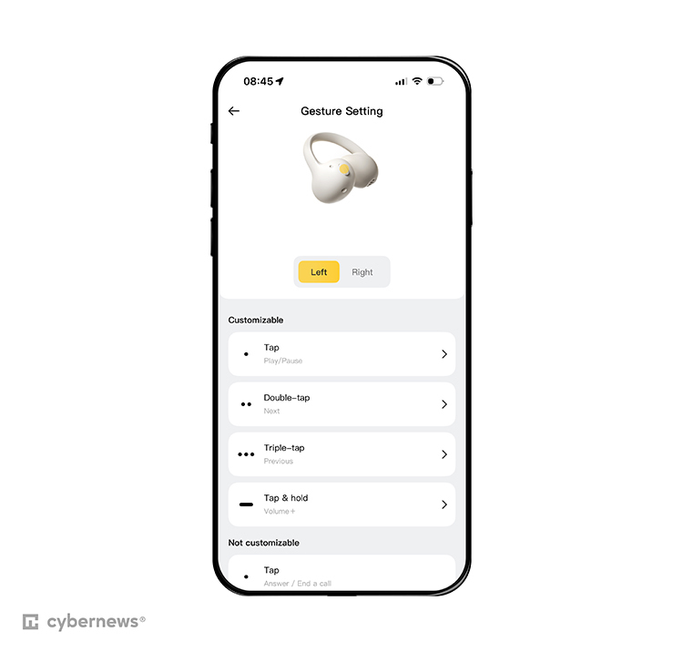 Baseus earbuds settings