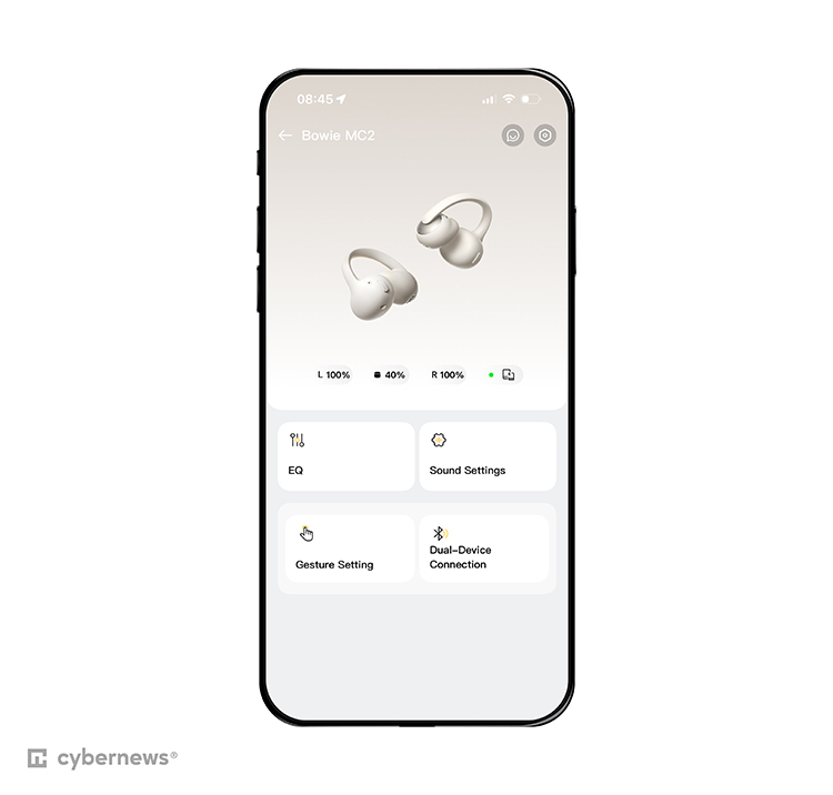 Baseus settings main page