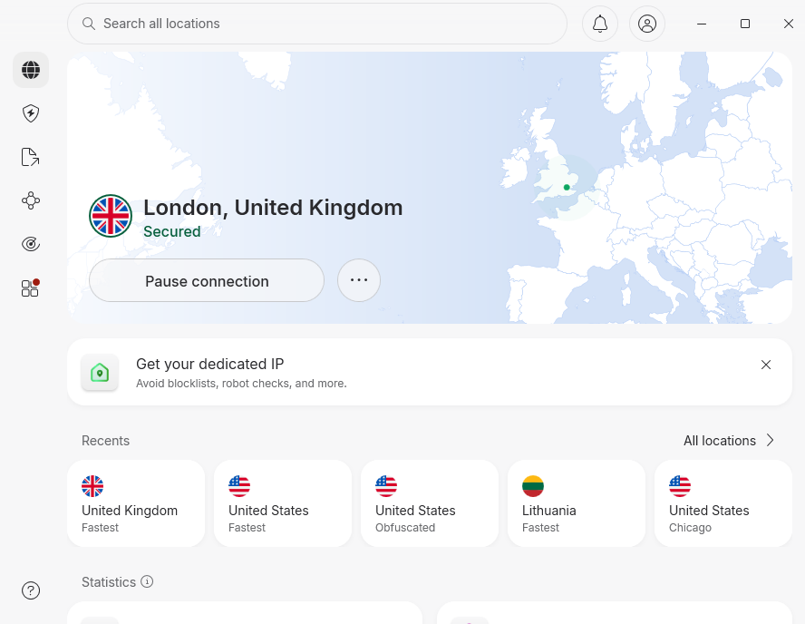 Connected to UK server NordVPN