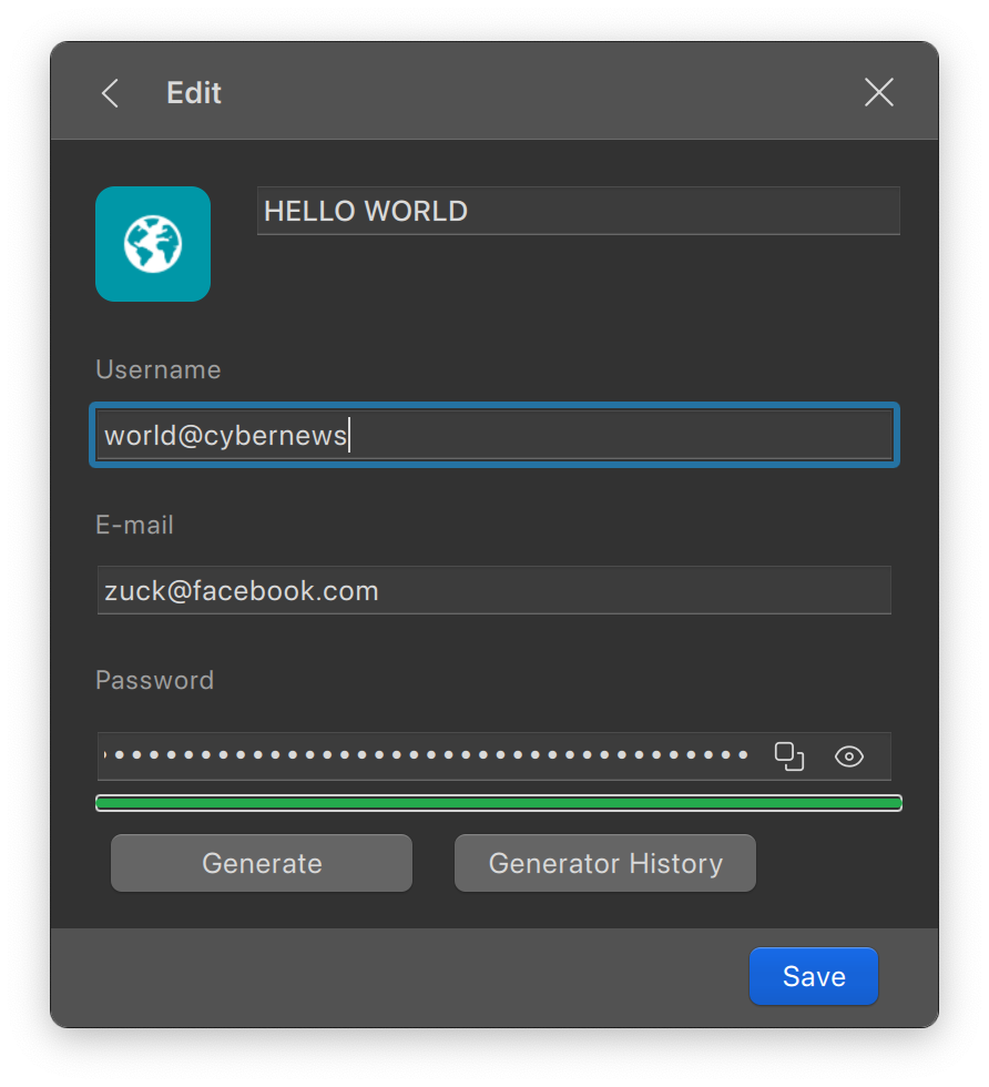 Enpass adding items on a browser extension