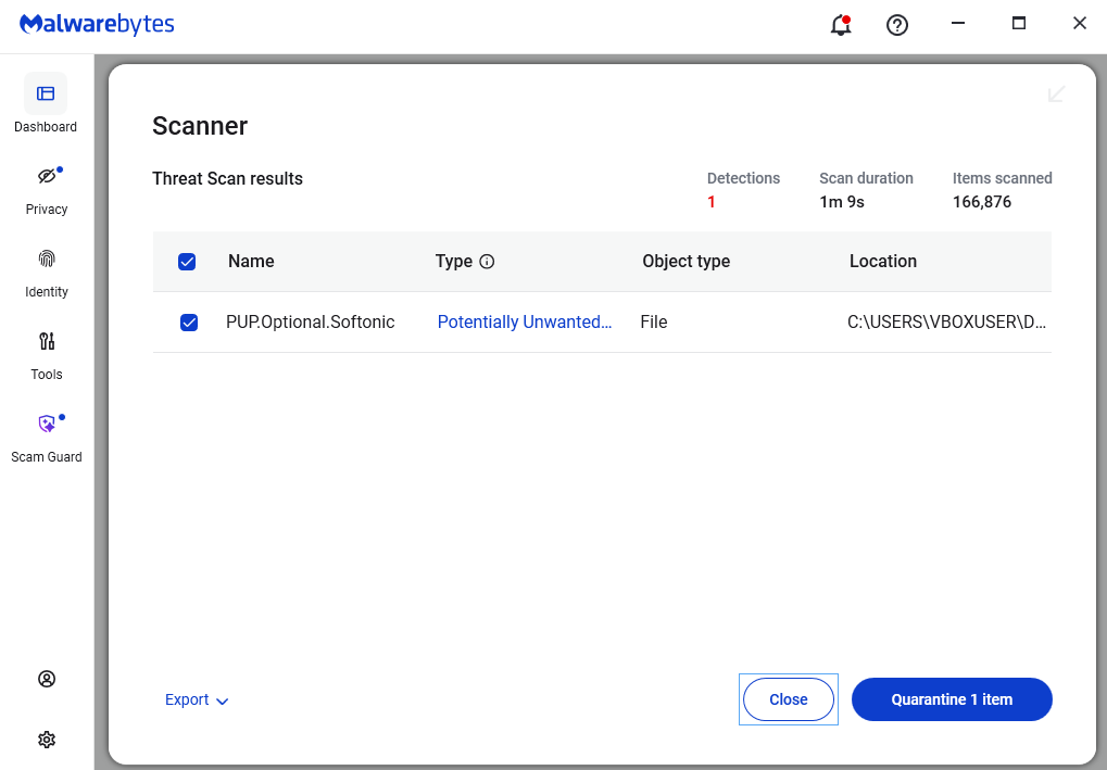 malwarebytes detected file