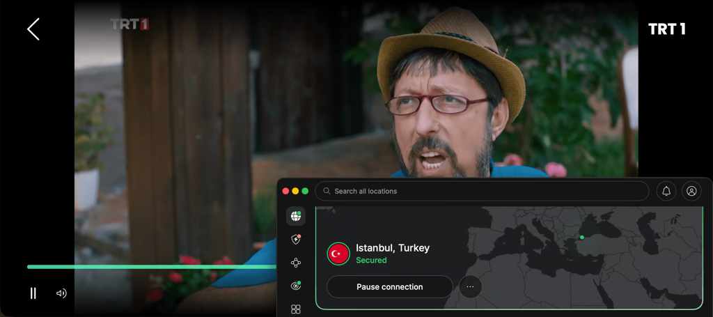 NordVPN ile yurt dışında TRT 1