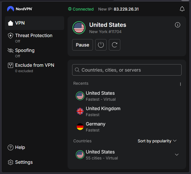 VPN proxy connecting to FanDuel