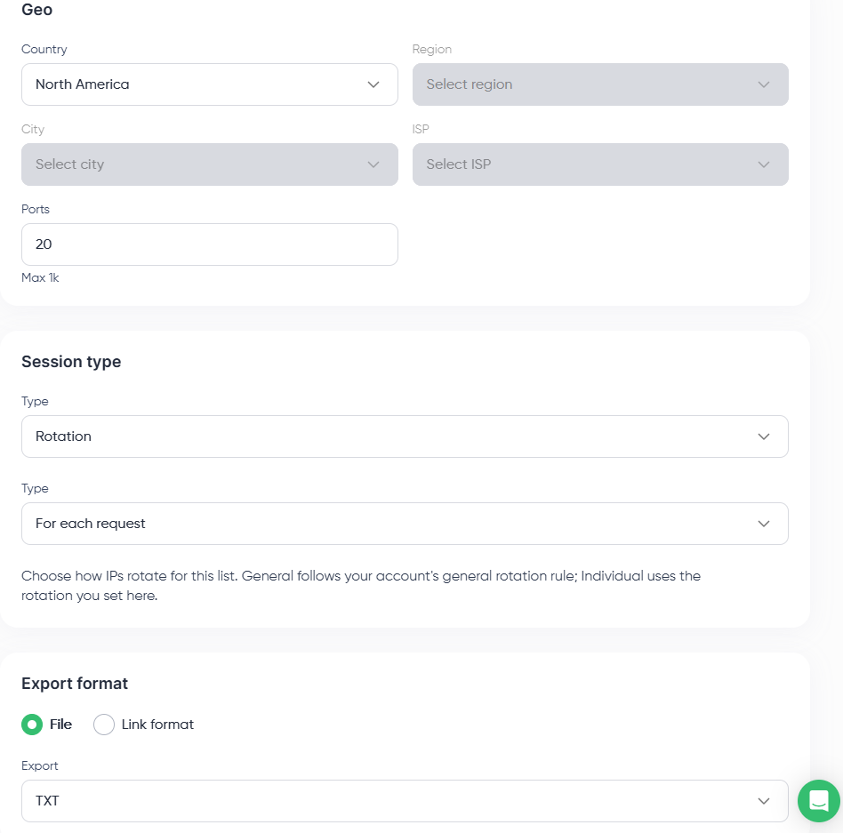 Setting up a residential proxy in the Proxy Seller dashboard