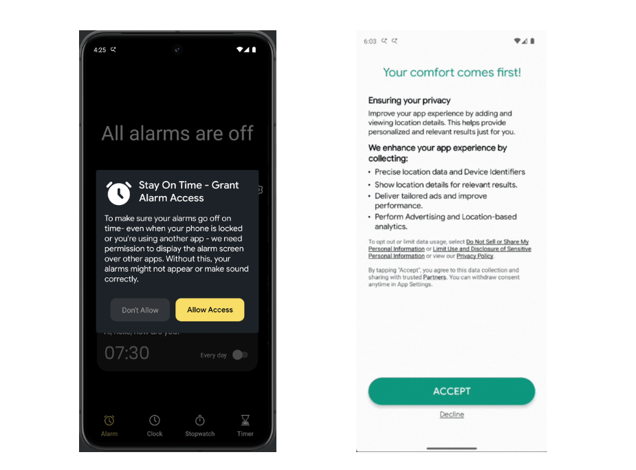 apps prompt for permissions
