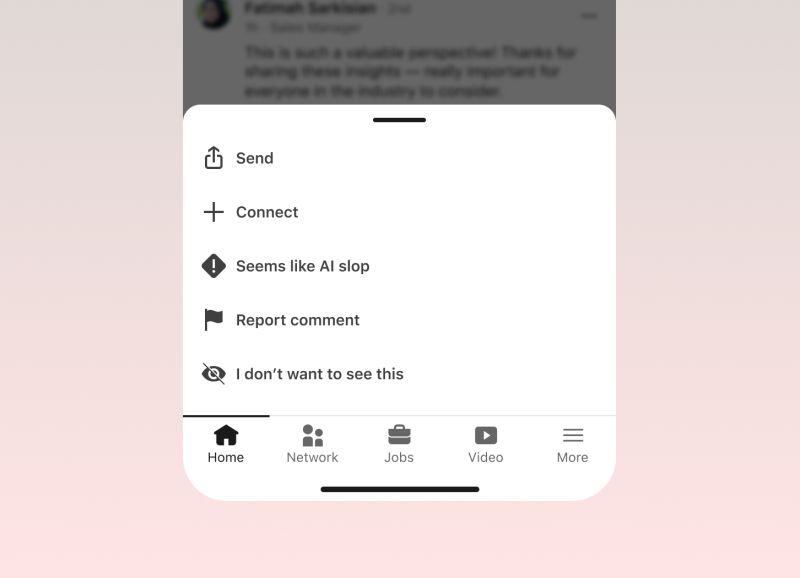 linkedin ai slop button