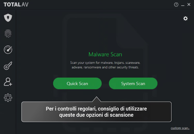 totalav scanning options IT