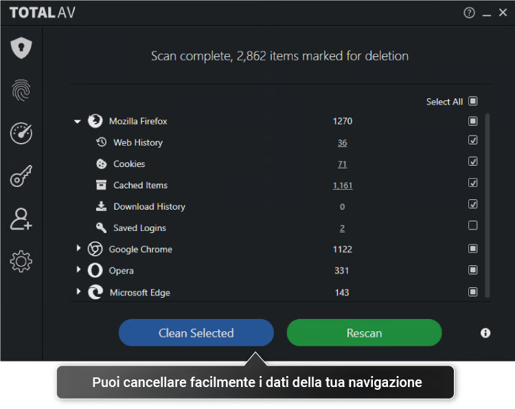 totalav tune up browser cleaning