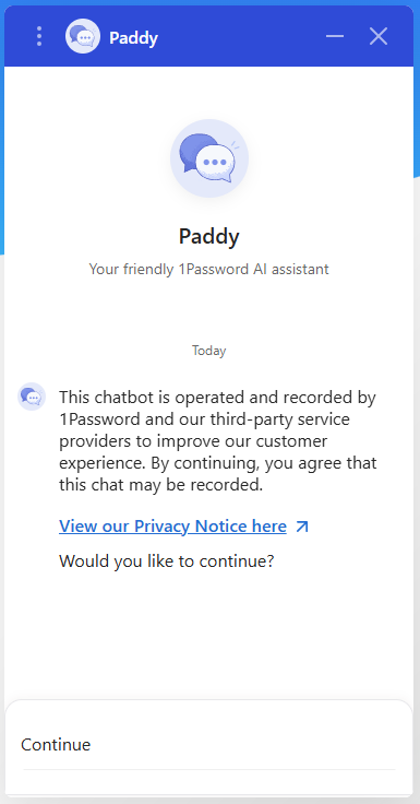 1Password chatbot