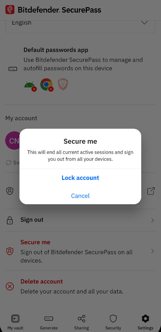 Bitdefender SecurePass Secure me