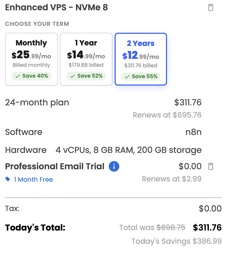 Finalizing Bluehost order