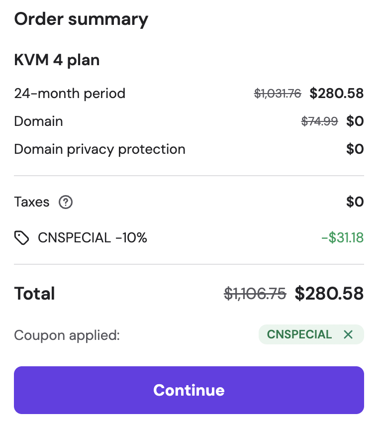 Hostinger Buzz checkout