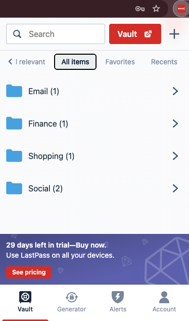 LastPass browser extension