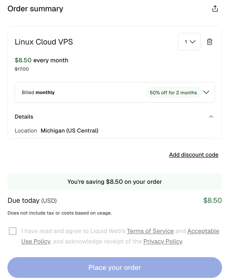 Liquid Web n8n checkout