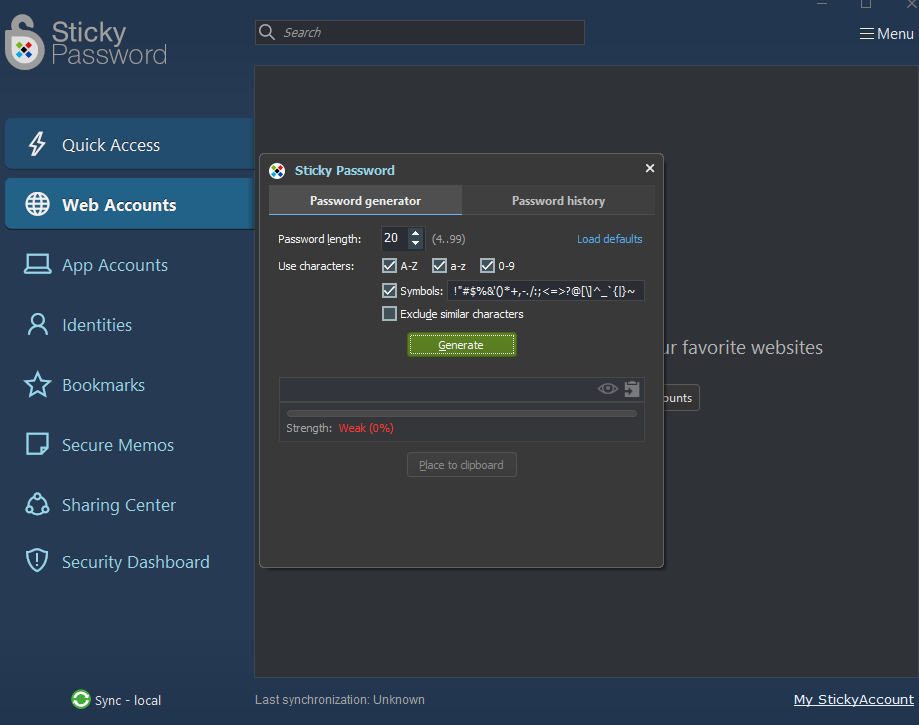 Sticky Password PM generator