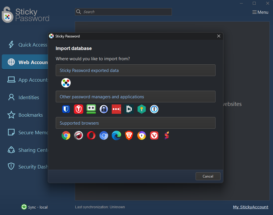 Sticky Password importing credentials