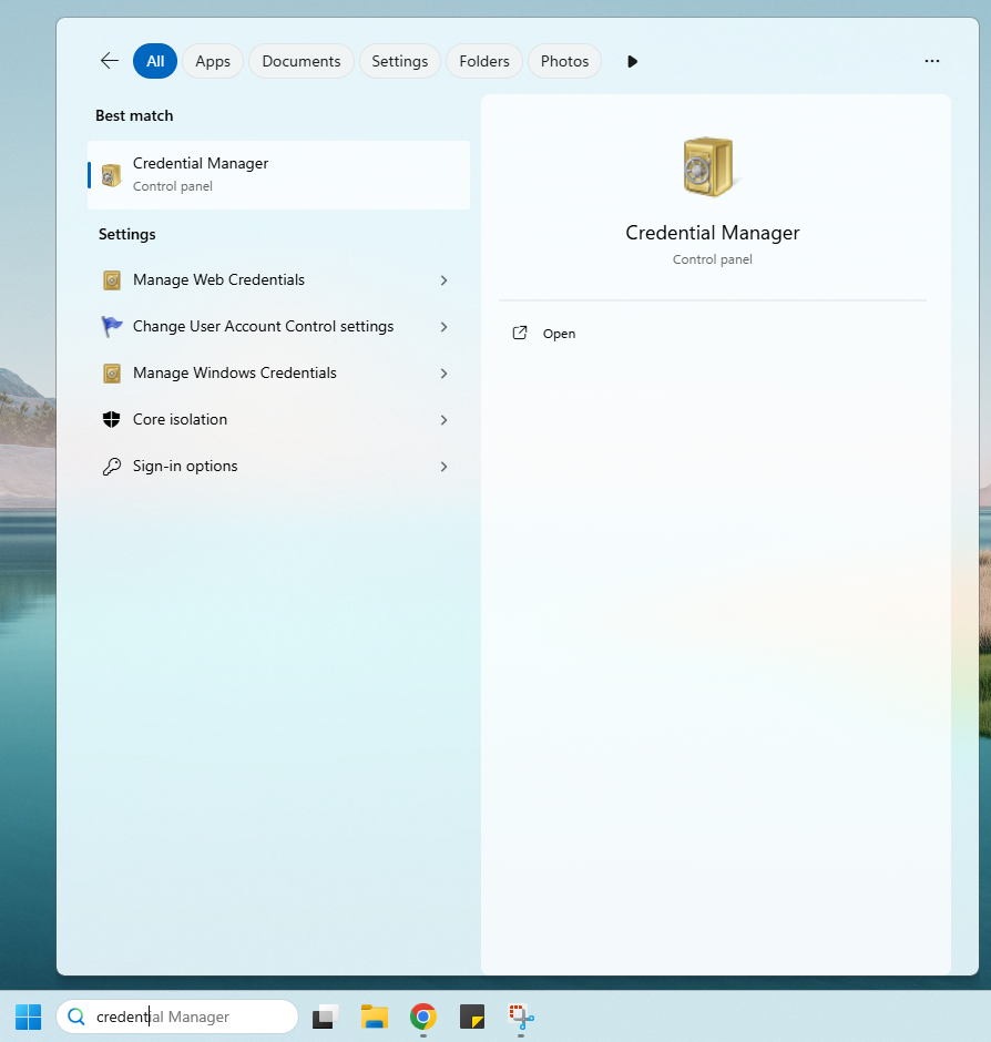 Find Windows Credential Manager