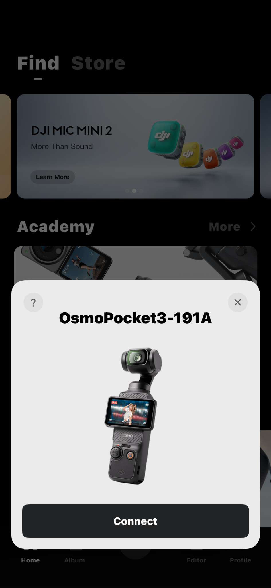 pocket 3 activation with the dji mimo app