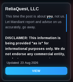 Screenshot of the post on Shinyhunters leaksite on the Dark net listing ReliaQuest