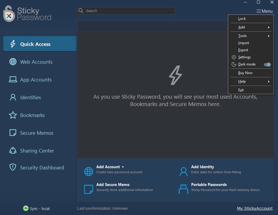sticky password interface 2026