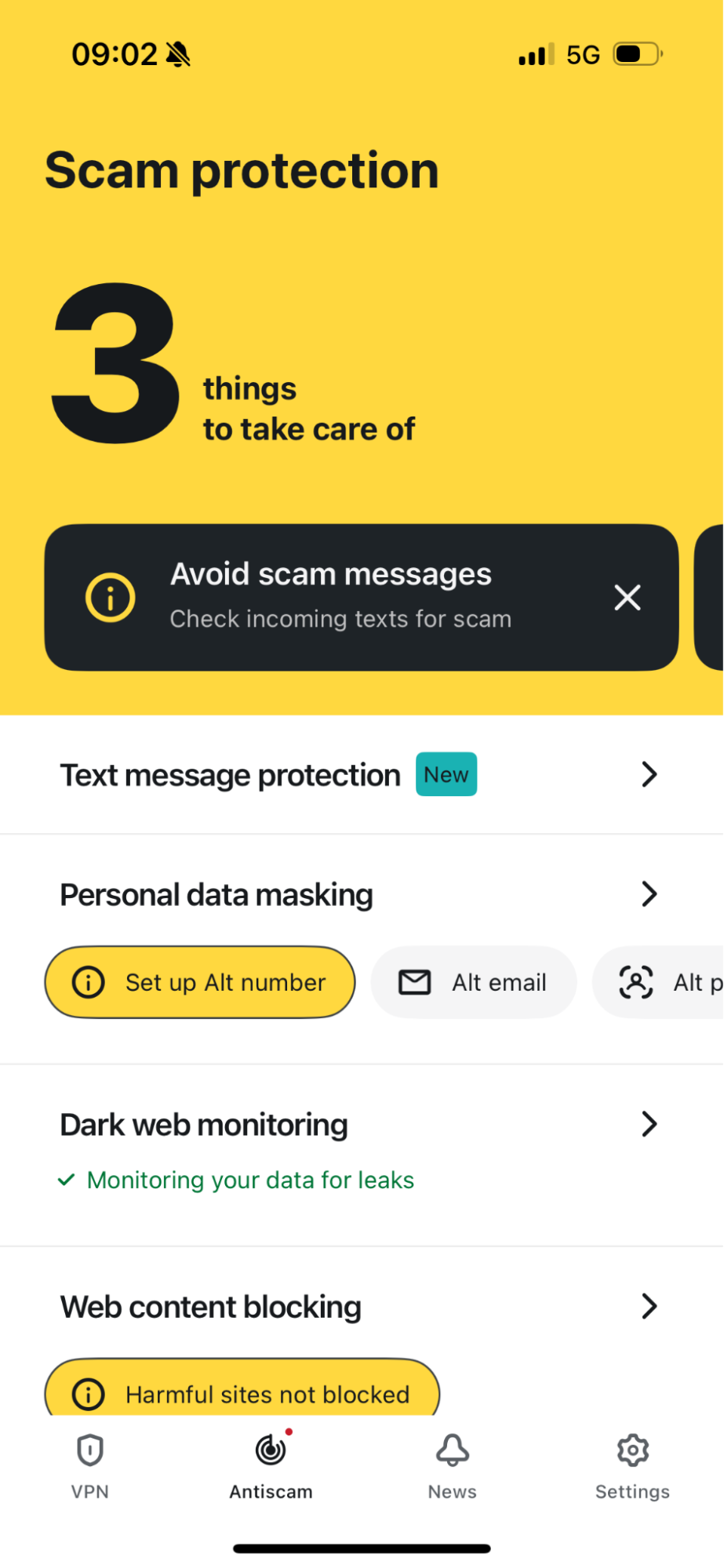 surfshark antiscam interface