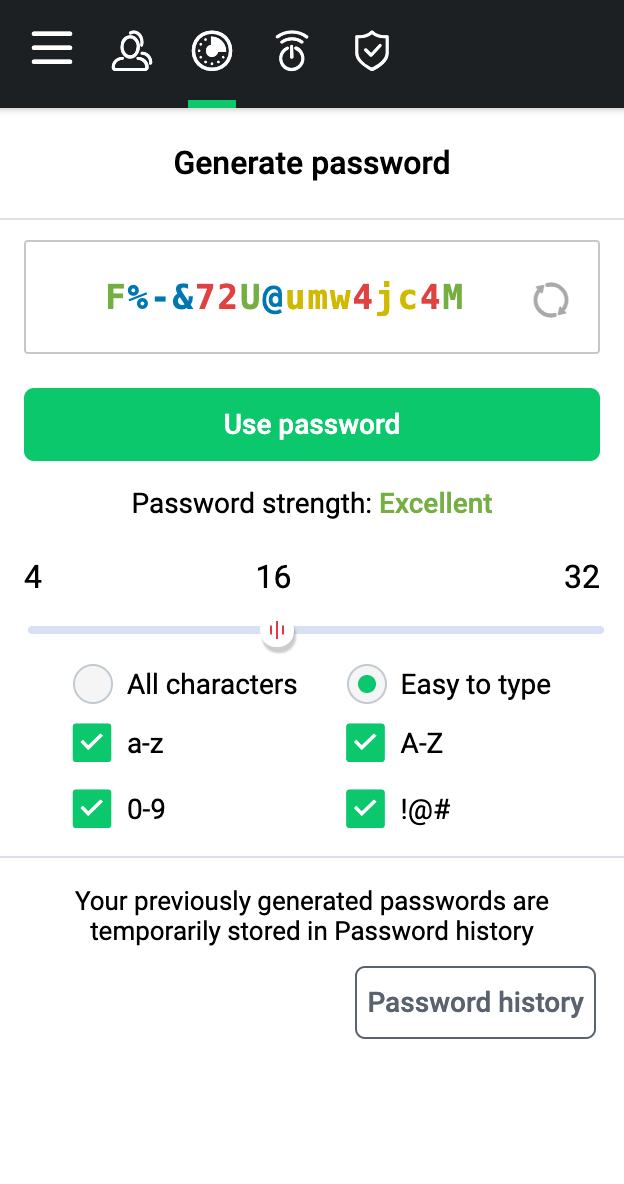 total password creating password