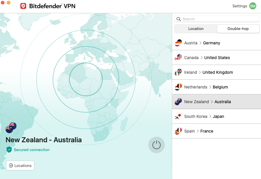 Bitdefender VPN double hop connection