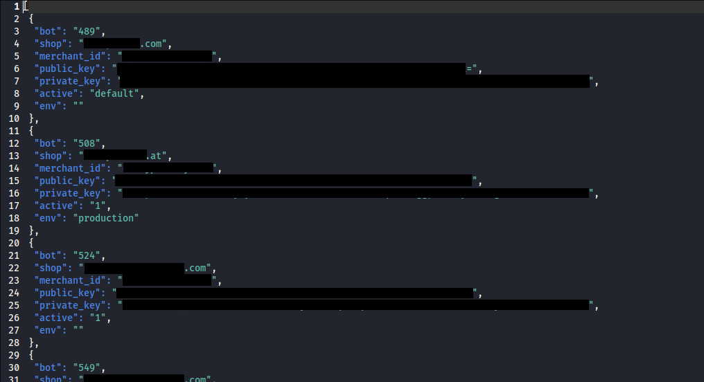 Exfiltrated braintree keys
