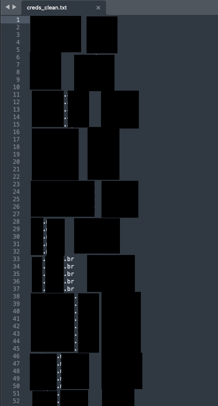Screenshot of exfiltrated employee credentials