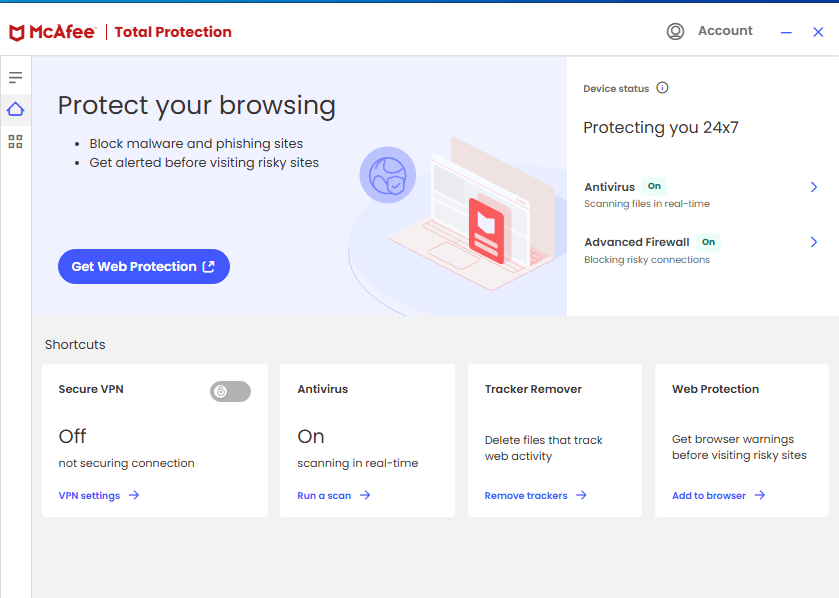 McAfee dashboard new