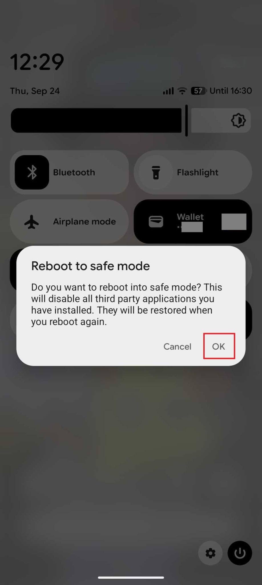android app reboot in safe mode