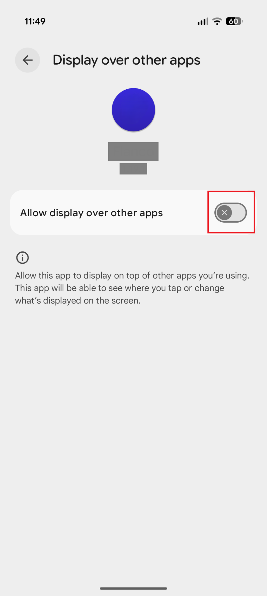 android settings apps permission turned off