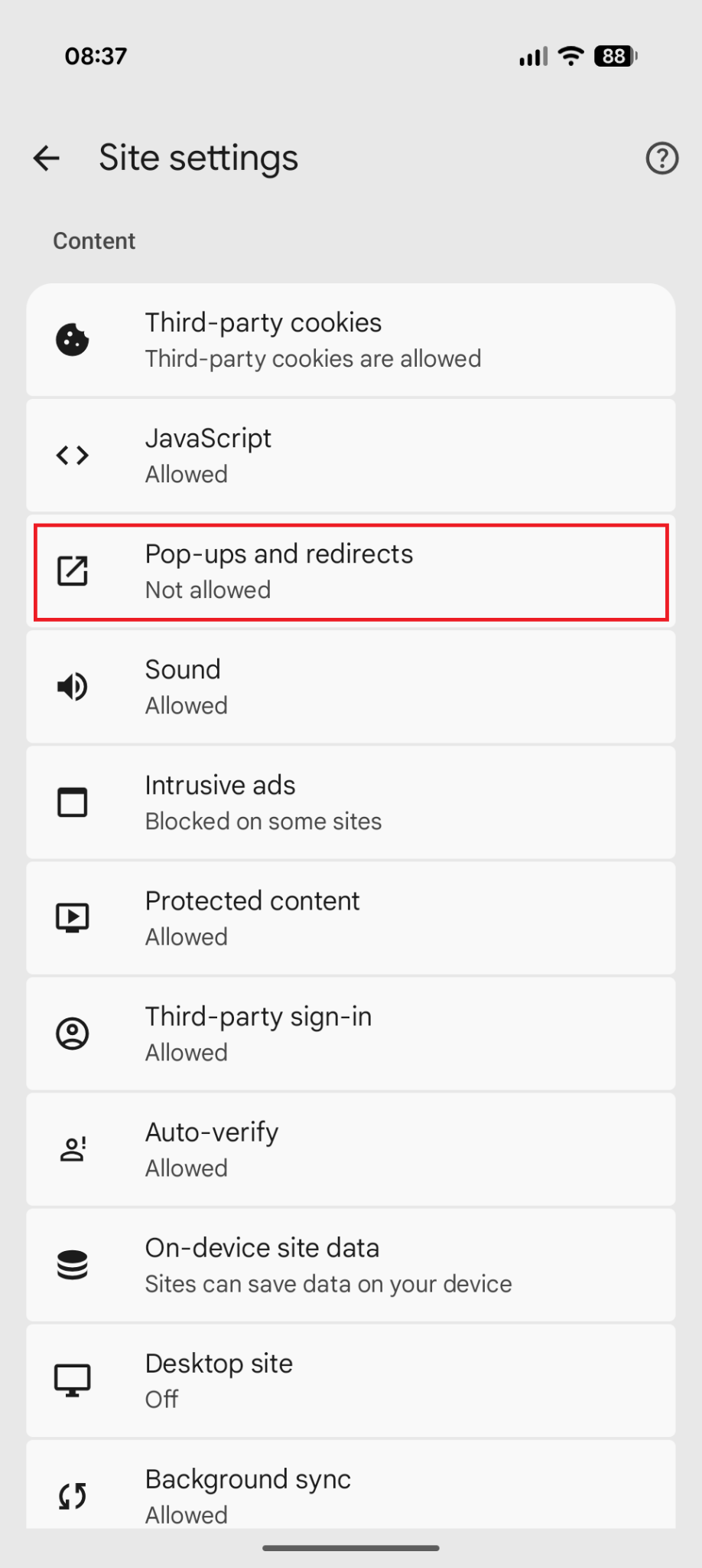 block pup ups chrome select pop ups redirects