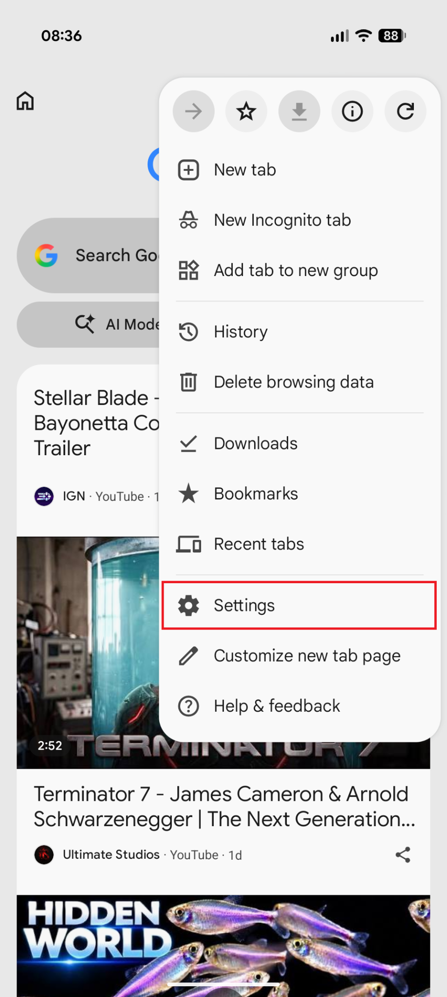 block pup ups chrome settings