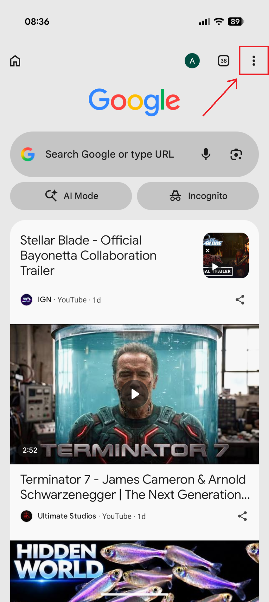 block pup ups chrome three dot menu